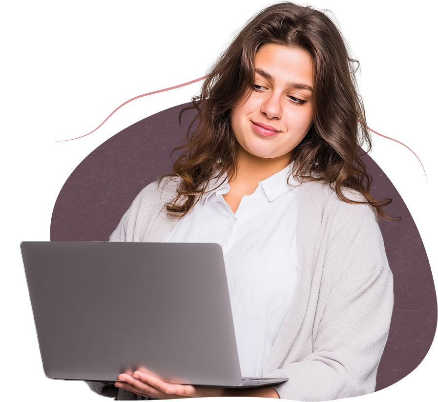 Woman using laptop for health support
