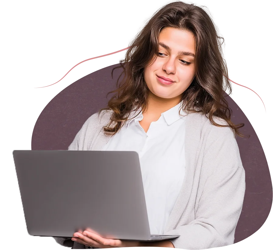 Woman using laptop for health support