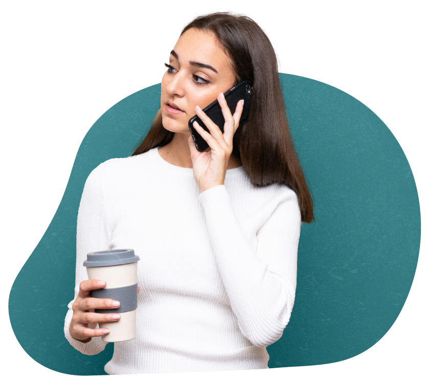 Woman talking on phone for discovery call