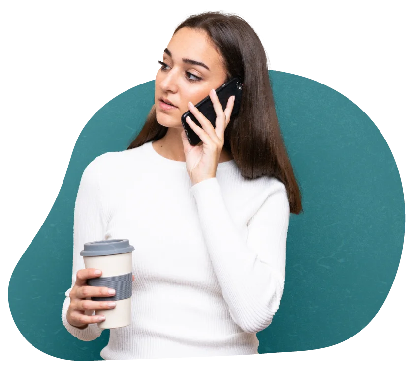 Woman talking on phone for discovery call